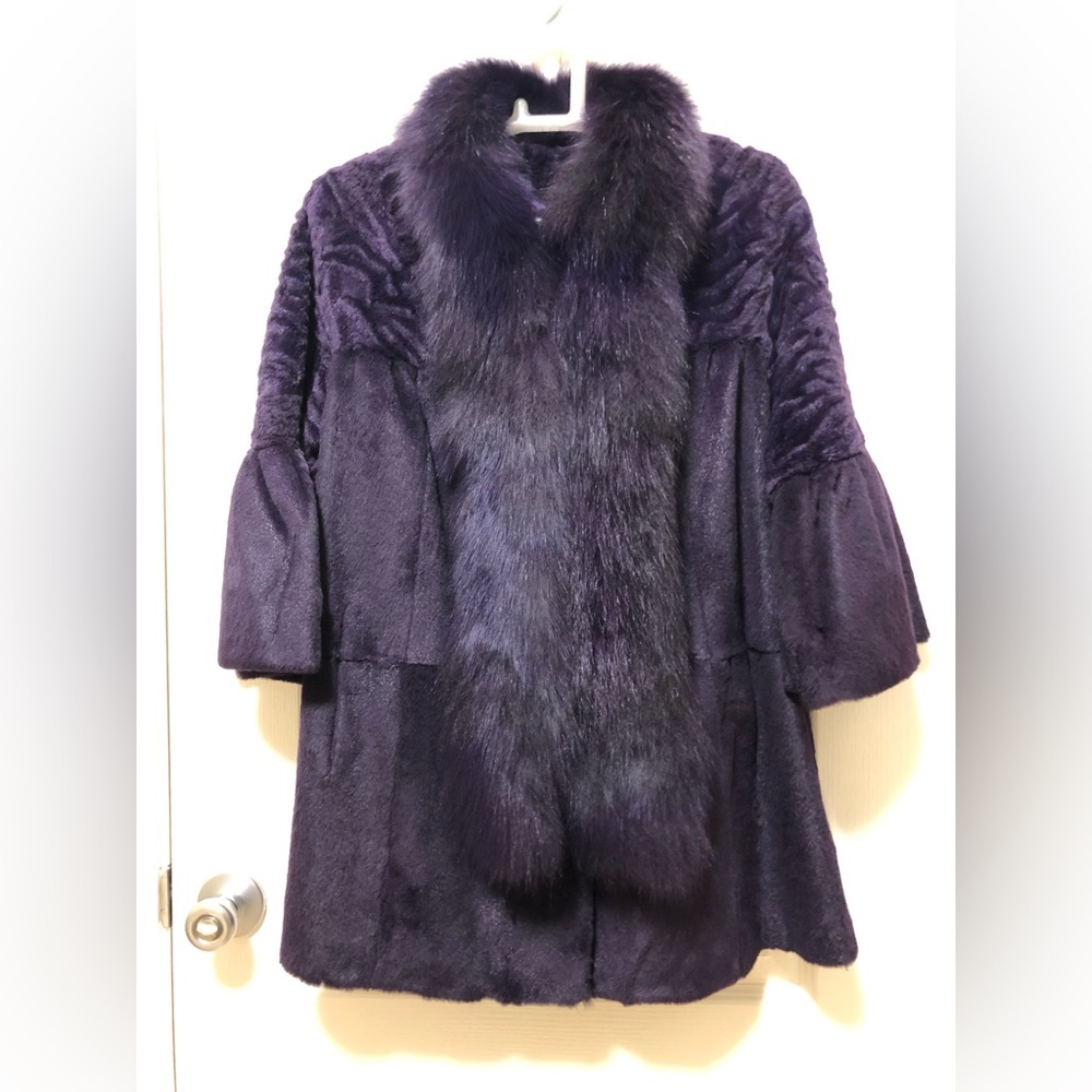 Vintage Minx Fur Coat, Italy made, removable fur collar